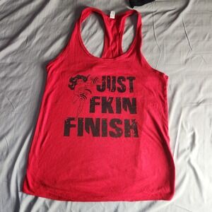 Next Level Red Graphic Tank Top Just Fkin Finish Workout Gym Racerback